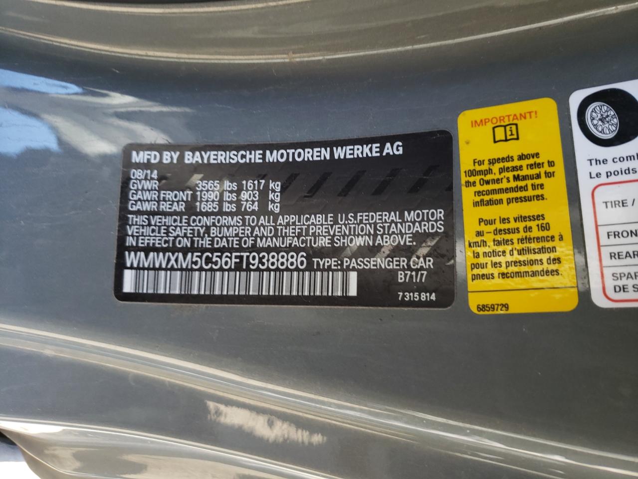 Photo 10 from auction – 2015 MINI COOPER with VIN WMWXM5C56FT938886
