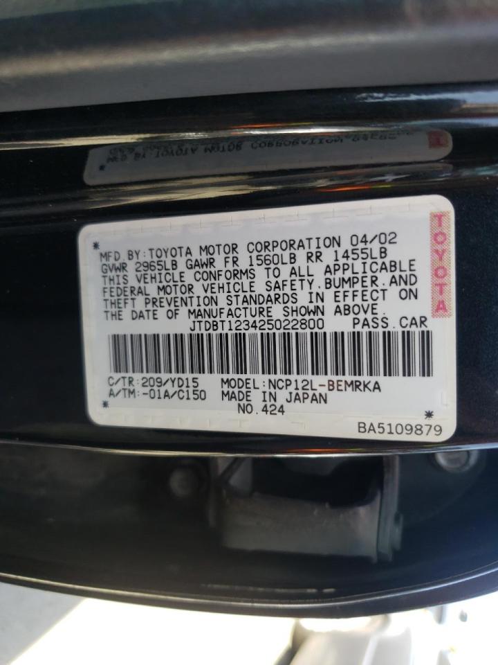 Photo 10 from auction – 2002 TOYOTA ECHO with VIN JTDBT123425022800