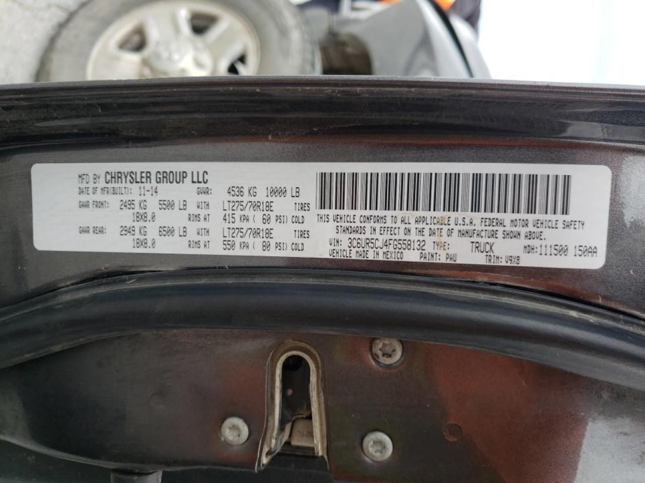 Foto 10 de la subasta – 2015 RAM 2500 ST con VIN 3C6UR5CJ4FG558132