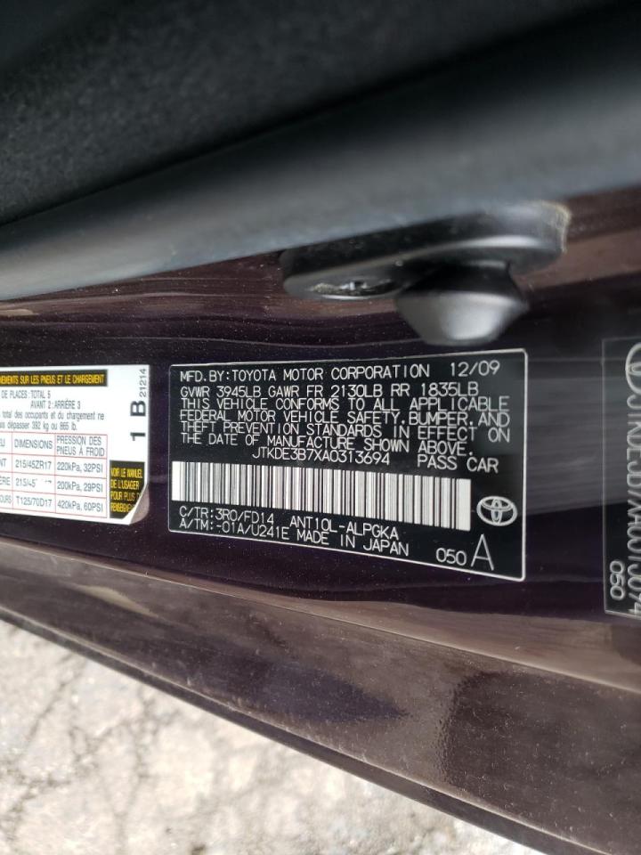 Photo 10 from auction – 2010 TOYOTA SCION TC with VIN JTKDE3B7XA0313694