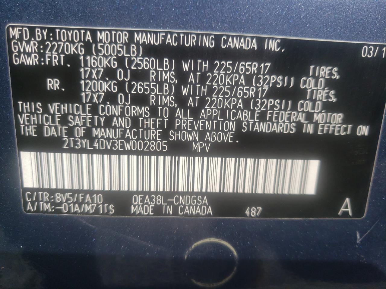 Photo 10 from auction – 2014 TOYOTA RAV4 EV with VIN 2T3YL4DV3EW002805