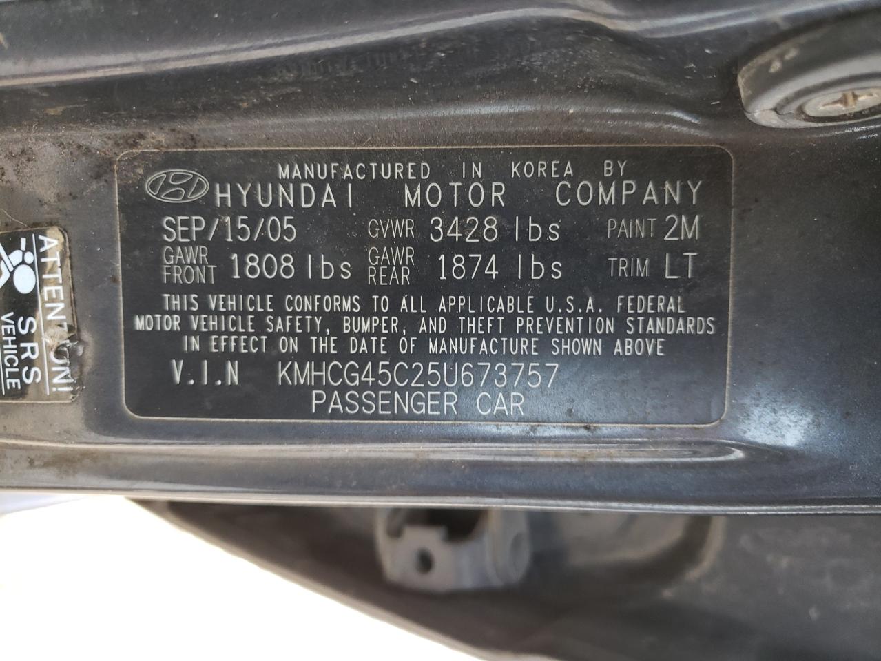 Photo 10 from auction – 2005 HYUNDAI ACCENT GL with VIN KMHCG45C25U673757