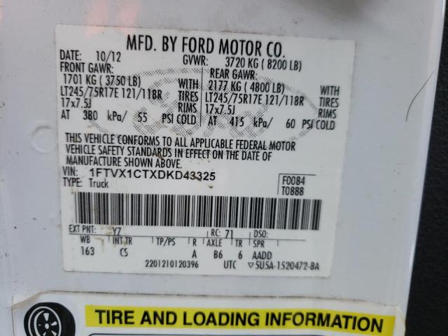 Photo 10 from auction – 2013 FORD F150 SUPER with VIN 1FTVX1CTXDKD43325