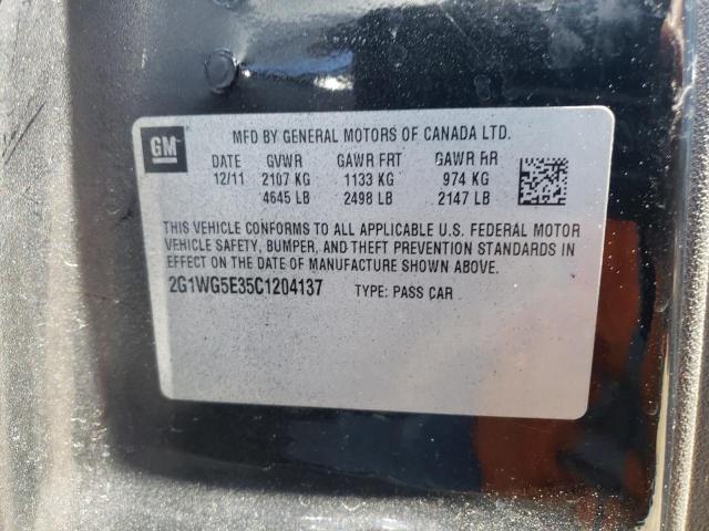 Photo 10 from auction – 2012 CHEVROLET IMPALA LT with VIN 2G1WG5E35C1204137
