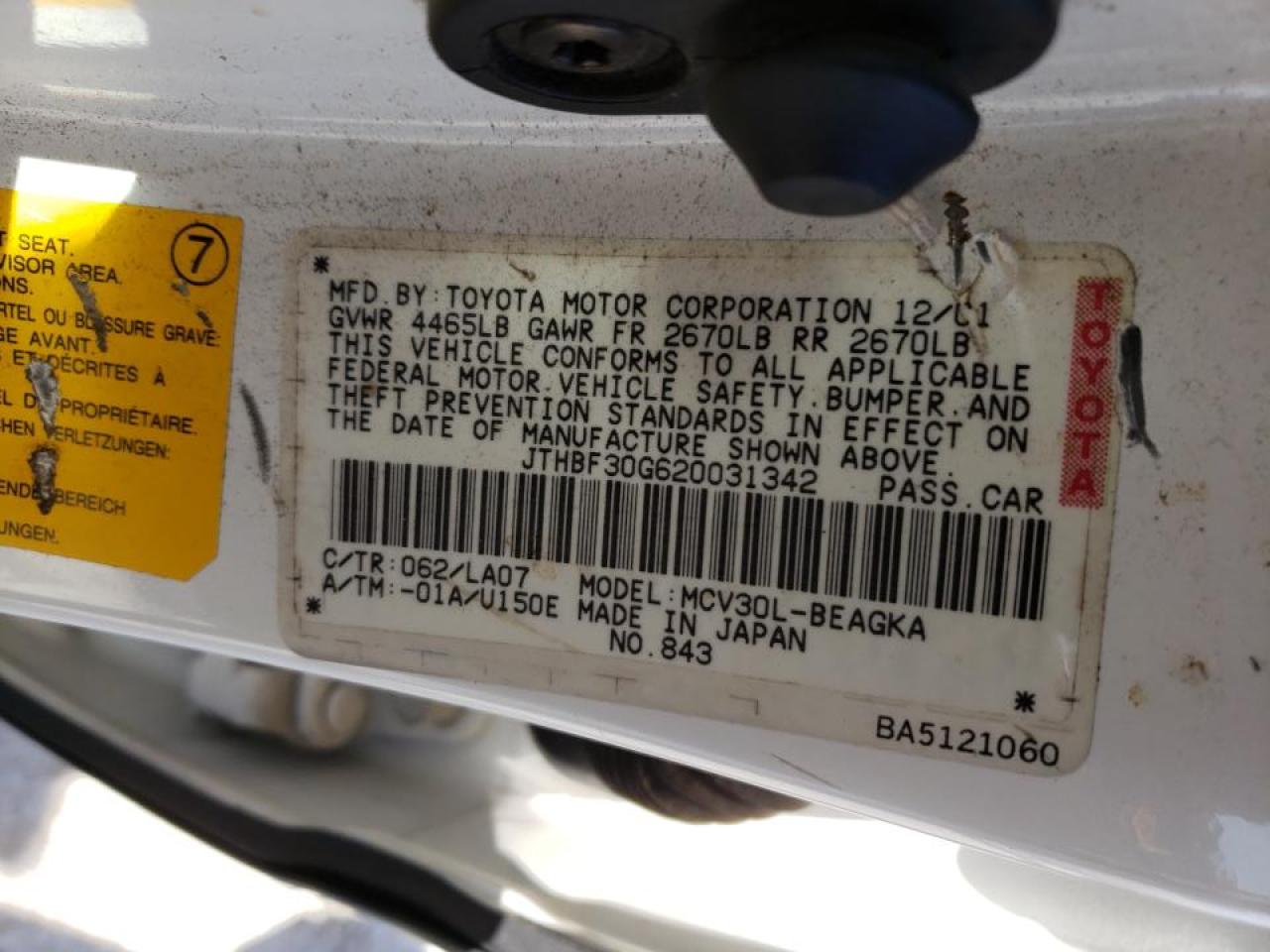 Photo 10 from auction – 2002 LEXUS ES 300 with VIN JTHBF30G620031342