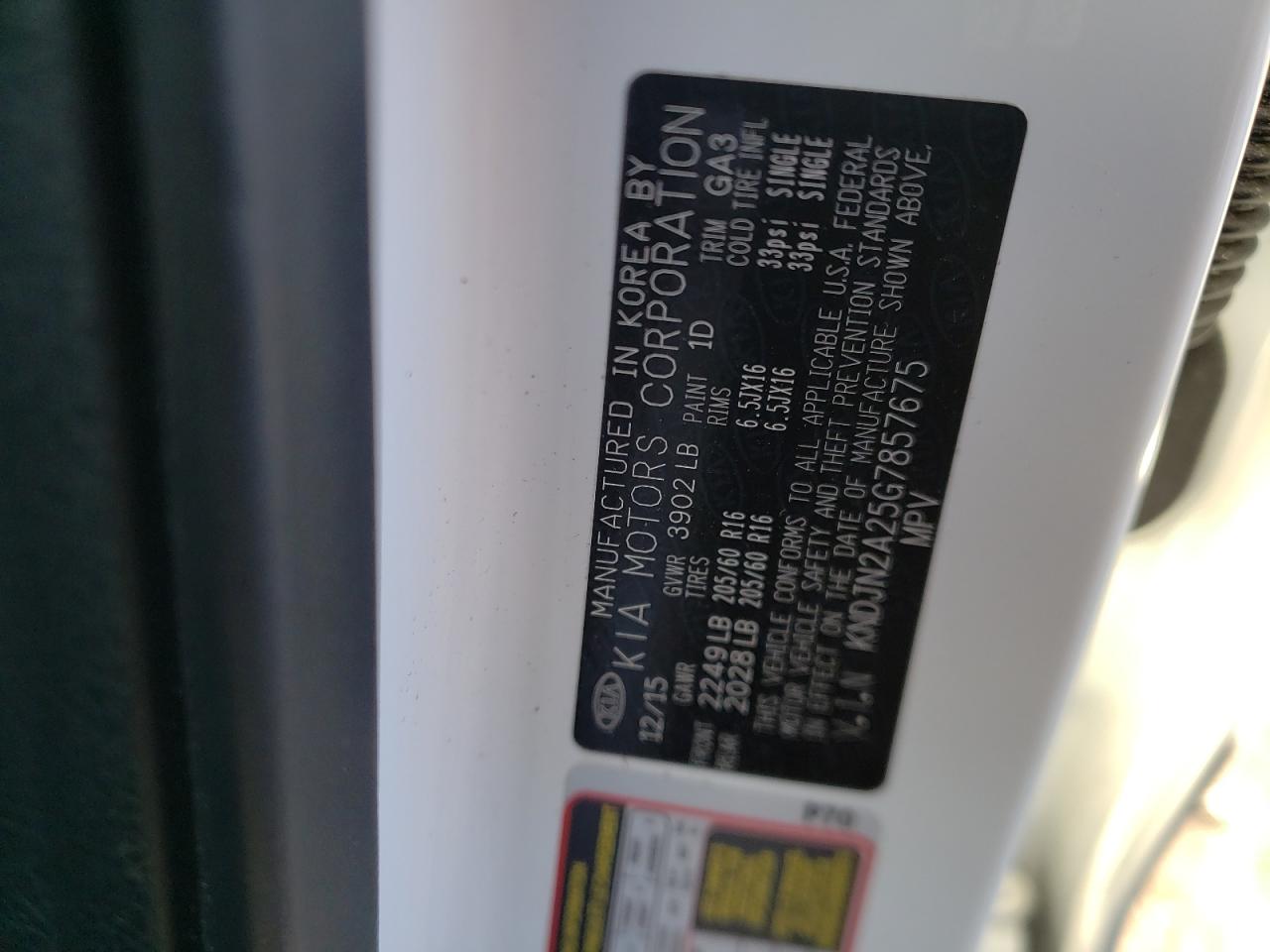Photo 10 from auction – 2016 KIA SOUL with VIN KNDJN2A25G7857675