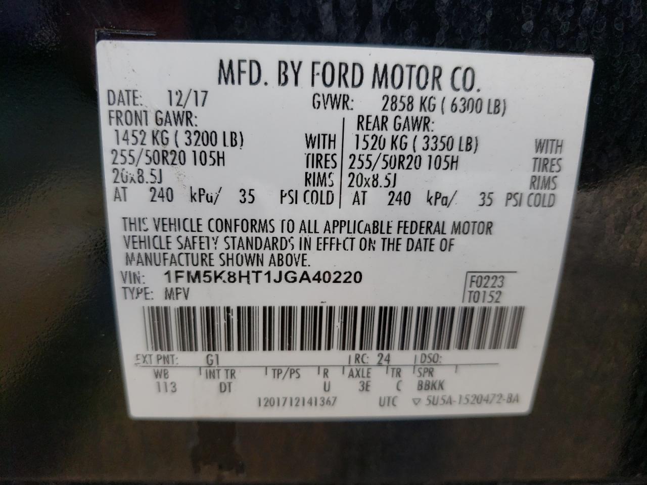 Photo 10 from auction – 2018 FORD EXPLORER P with VIN 1FM5K8HT1JGA40220