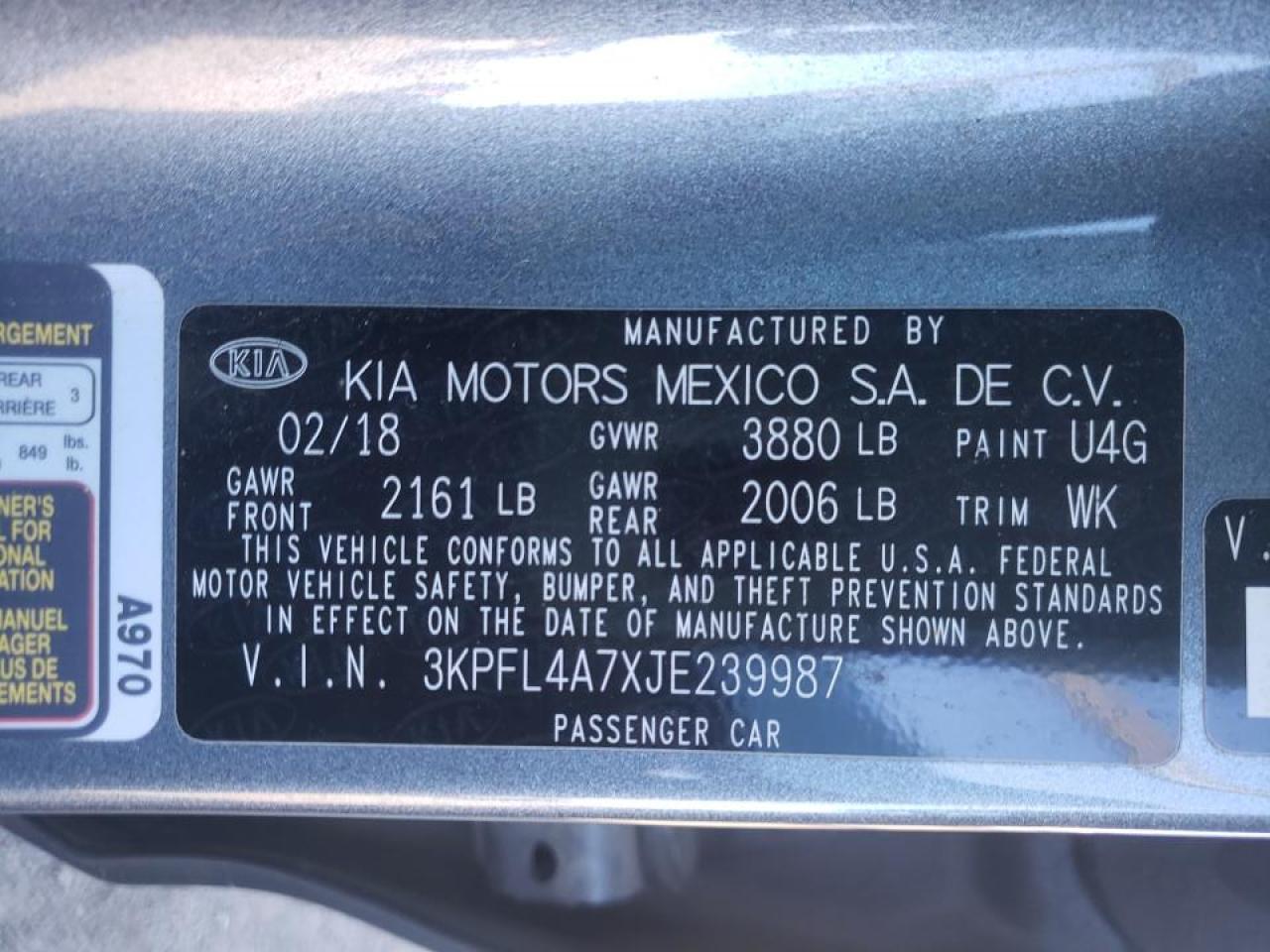 Photo 10 from auction – 2018 KIA FORTE LX with VIN 3KPFL4A7XJE239987