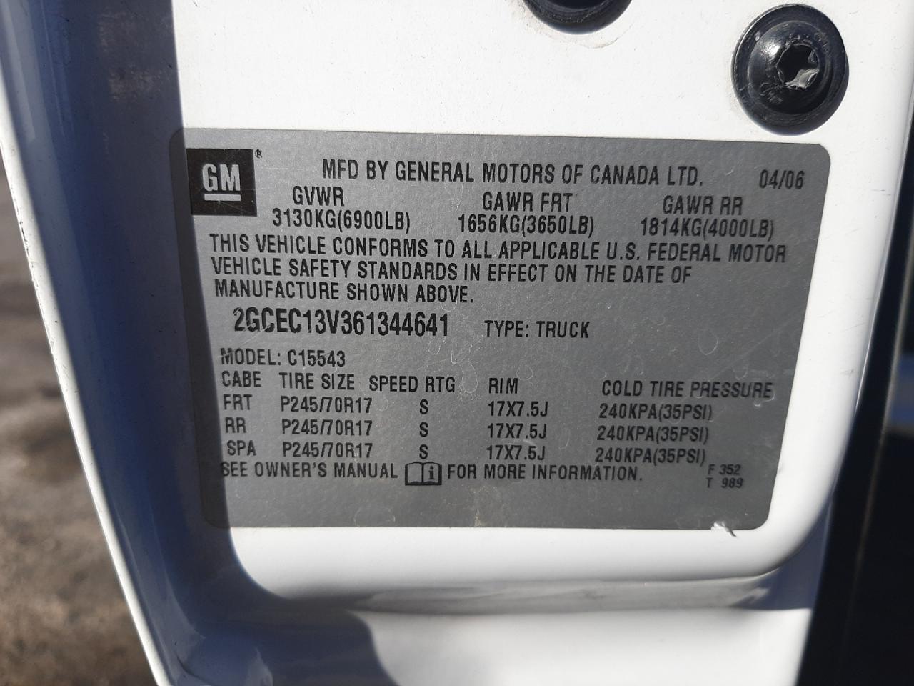 Photo 10 from auction – 2006 CHEVROLET SILVERADO with VIN 2GCEC13V361344641
