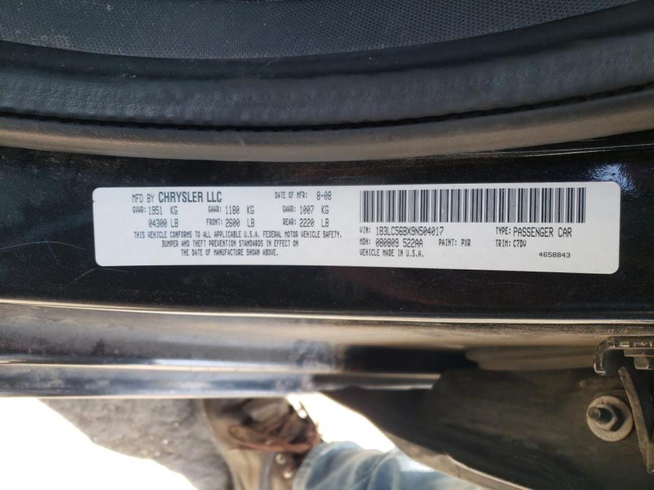 Photo 10 from auction – 2009 DODGE AVENGER SX with VIN 1B3LC56BX9N504017