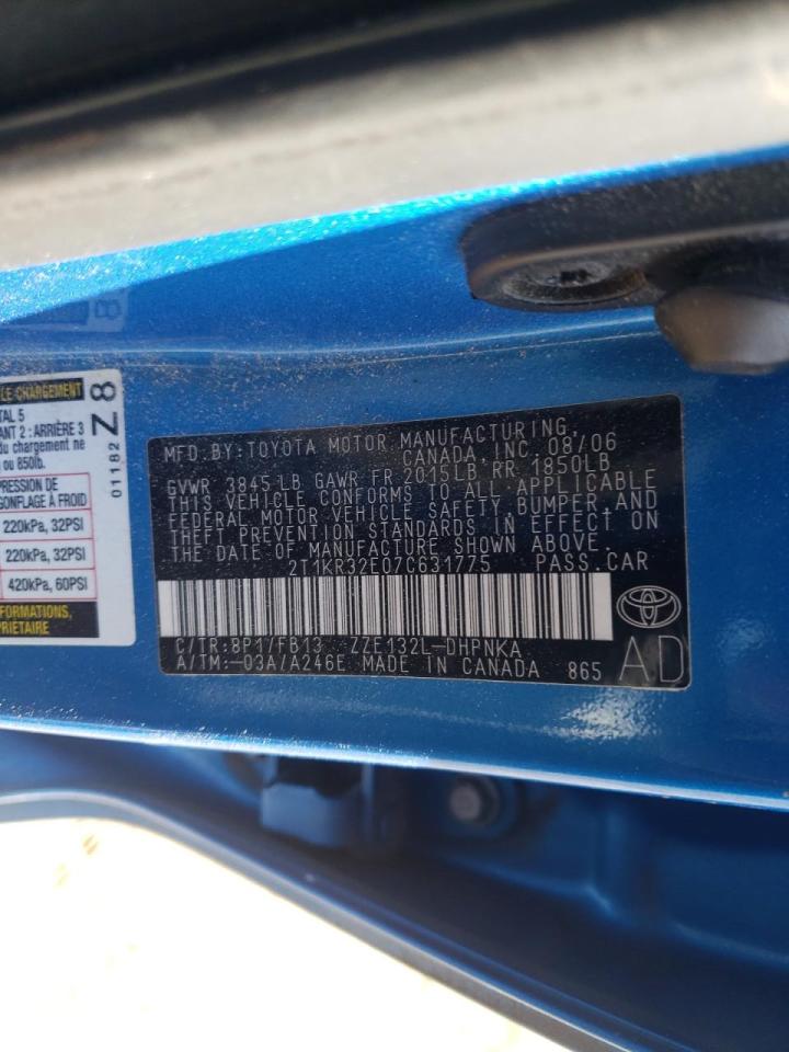 Photo 10 from auction – 2007 TOYOTA COROLLA MA with VIN 2T1KR32E07C631775