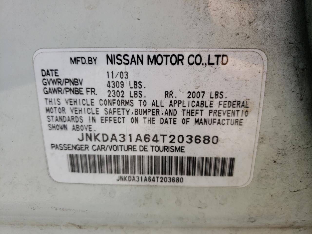 Photo 10 from auction – 2004 INFINITI I35 with VIN JNKDA31A64T203680