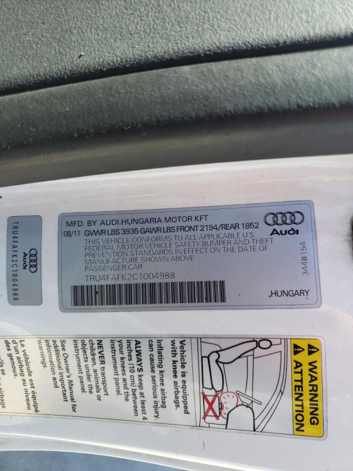 Photo 10 from auction – 2012 AUDI TT PRESTIG with VIN TRU4FAFK2C1004988