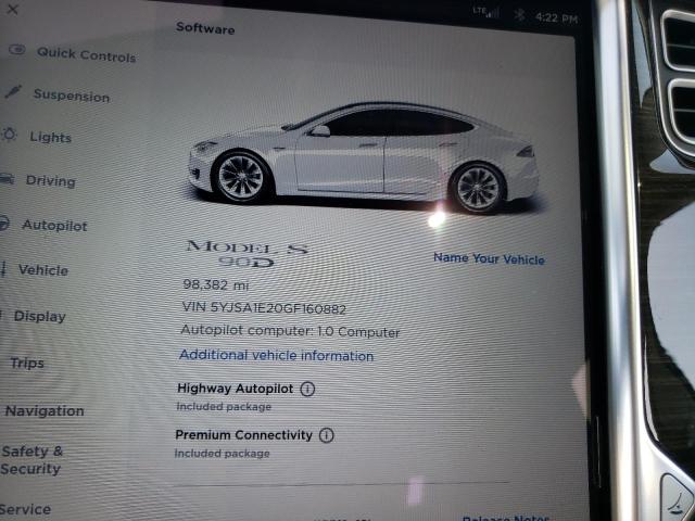 Photo 8 from auction – 2016 TESLA MODEL S with VIN 5YJSA1E20GF160882