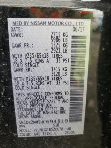 Photo 10 from auction – 2017 NISSAN PATHFINDER with VIN 5N1DR2MM5HC694819