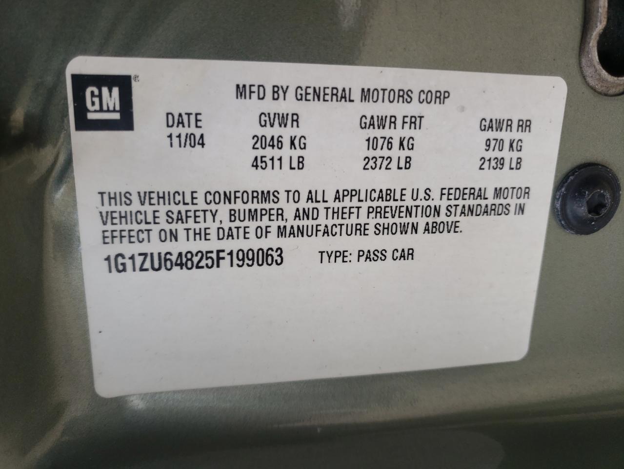 Photo 10 from auction – 2005 CHEVROLET MALIBU MAX with VIN 1G1ZU64825F199063