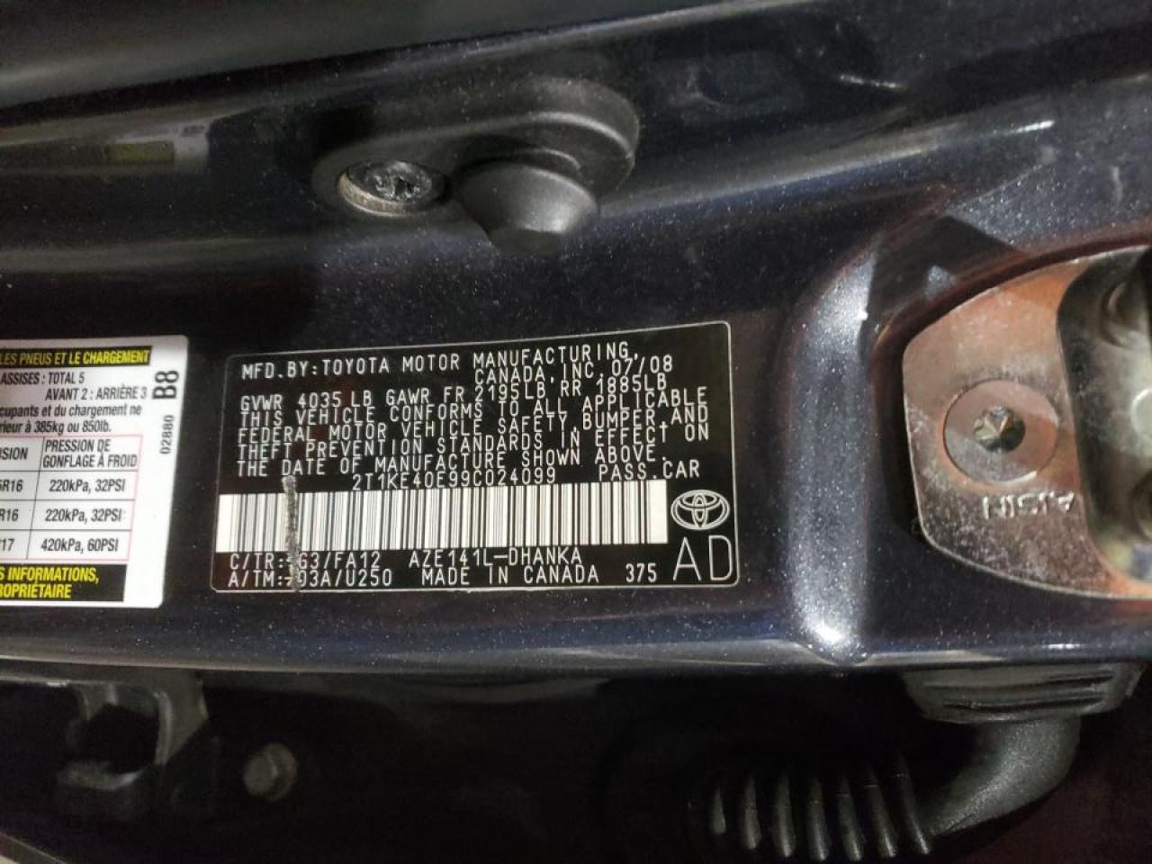Photo 10 from auction – 2009 TOYOTA COROLLA MA with VIN 2T1KE40E99C024099