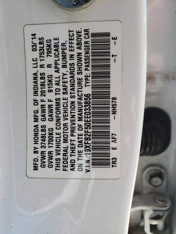 Photo 10 from auction – 2014 HONDA CIVIC LX with VIN 19XFB2F50EE033856