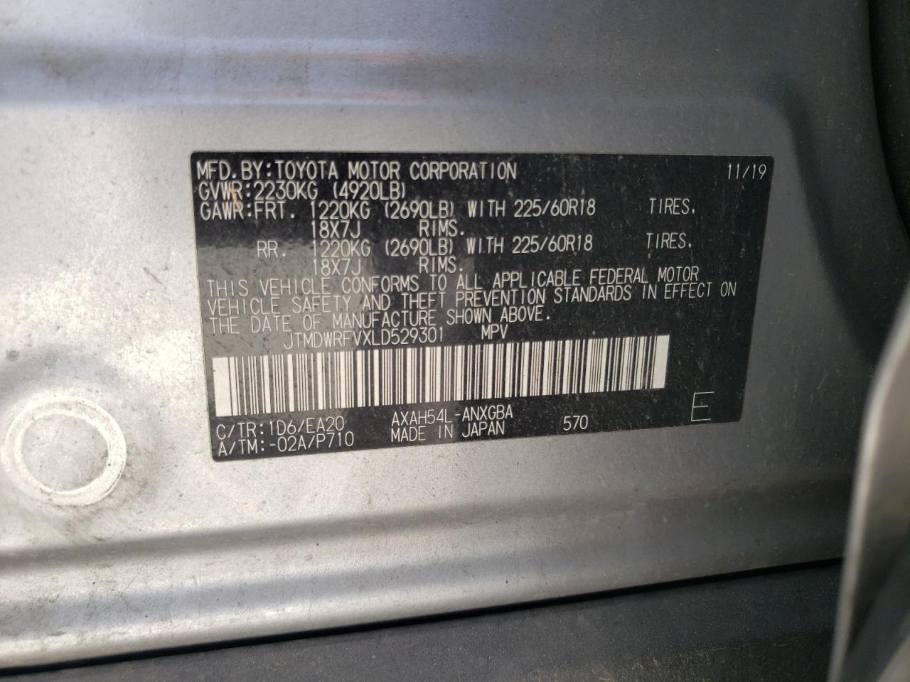 Photo 10 from auction – 2020 TOYOTA RAV4 LIMIT with VIN JTMDWRFVXLD529301