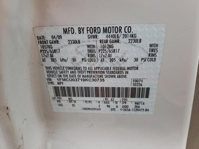 Photo 10 from auction – 2009 FORD ESCAPE XLT with VIN 1FMCU03719KC30735