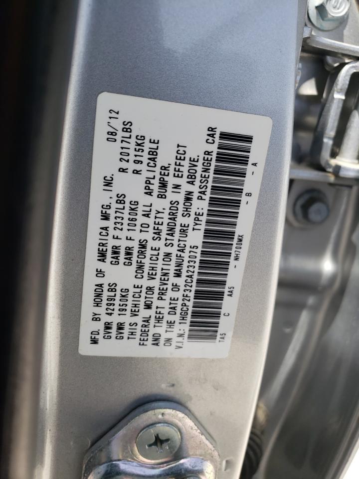 Photo 10 from auction – 2012 HONDA ACCORD LX with VIN 1HGCP2F32CA233075