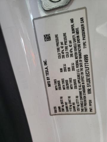 Photo 10 from auction – 2020 TESLA MODEL 3 with VIN 5YJ3E1EC7LF774999