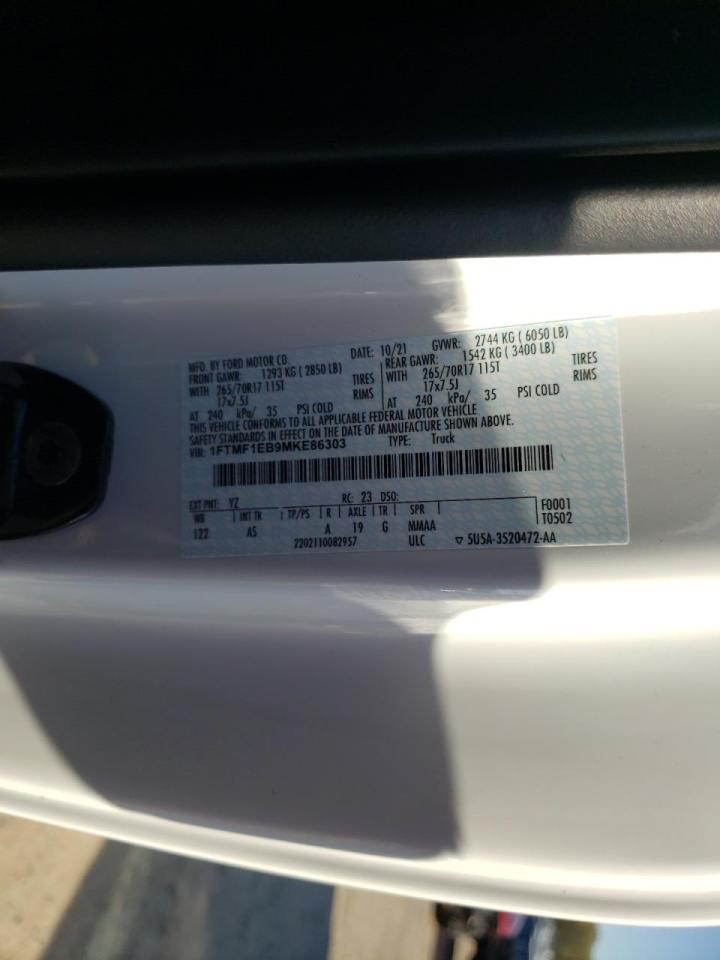 Photo 10 from auction – 2021 FORD F150 with VIN 1FTMF1EB9MKE86303