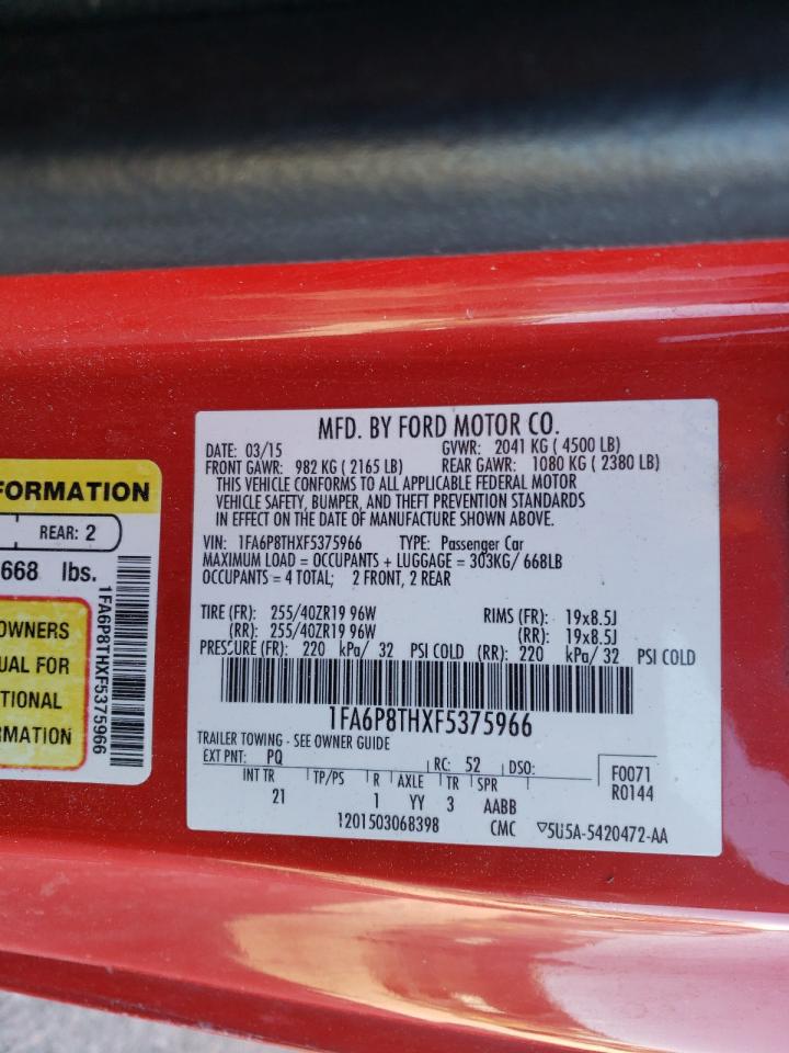 Photo 10 from auction – 2015 FORD MUSTANG with VIN 1FA6P8THXF5375966