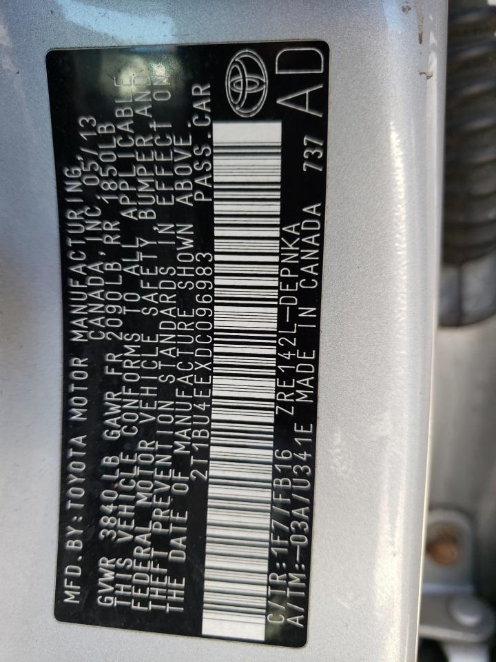 Photo 10 from auction – 2013 TOYOTA COROLLA BA with VIN 2T1BU4EEXDC096983