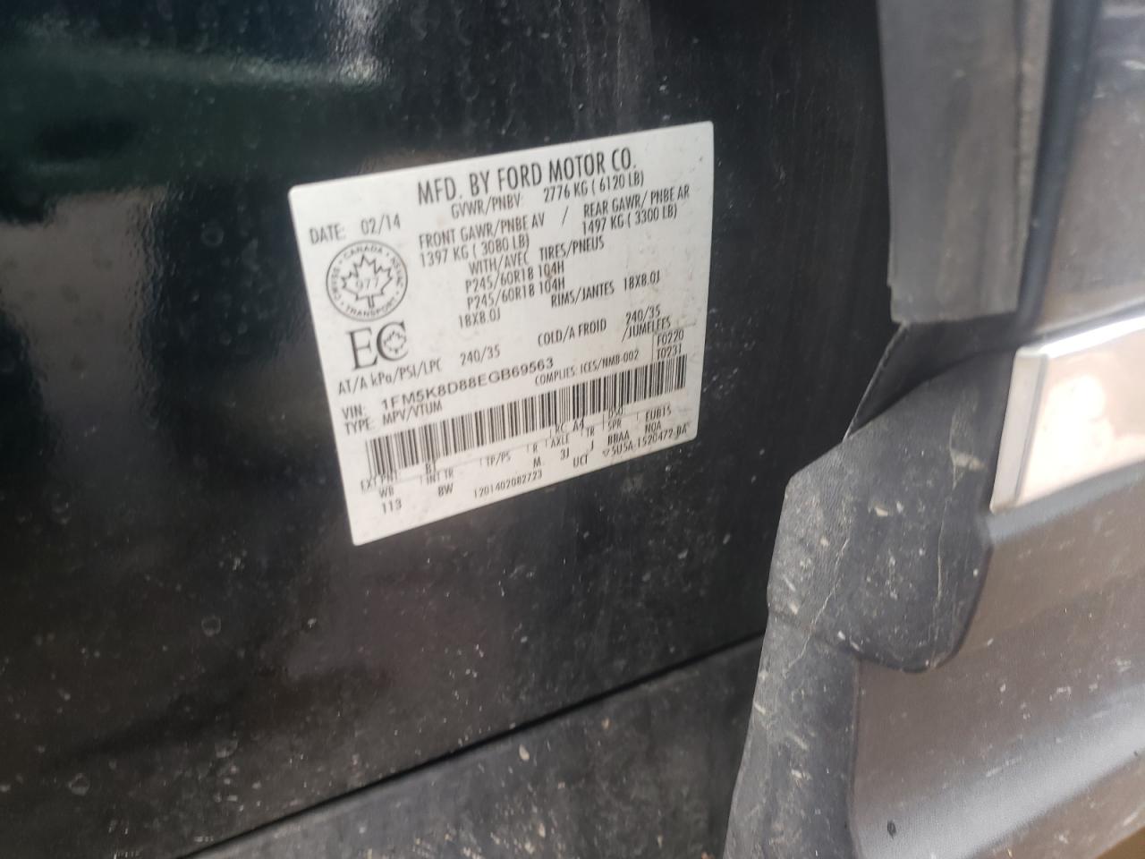 Photo 10 from auction – 2014 FORD EXPLORER X with VIN 1FM5K8D88EGB69563