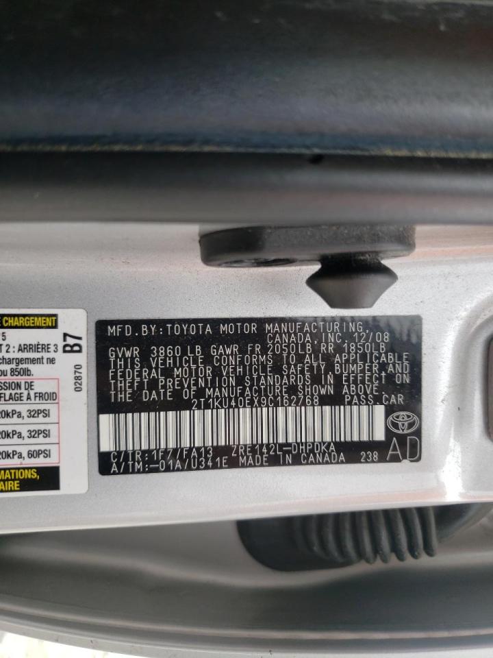 Photo 10 from auction – 2009 TOYOTA COROLLA MA with VIN 2T1KU40EX9C162768