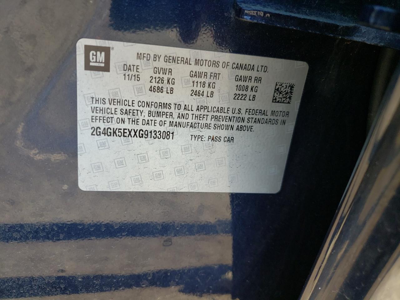 Photo 10 from auction – 2016 BUICK REGAL with VIN 2G4GK5EXXG9133081