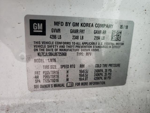 Photo 10 from auction – 2018 CHEVROLET TRAX 1LT with VIN KL7CJLSB4JB725968
