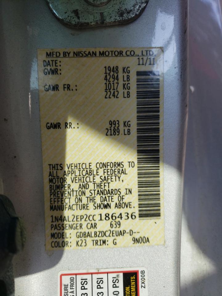 Photo 10 from auction – 2012 NISSAN ALTIMA S with VIN 1N4AL2EP2CC186436