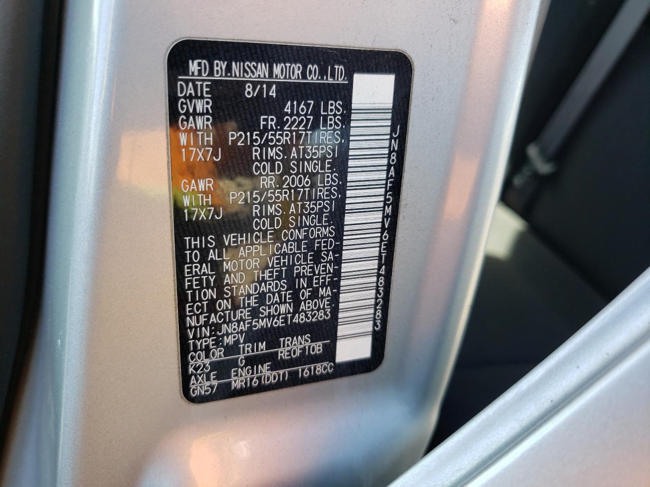 Photo 10 from auction – 2014 NISSAN JUKE S with VIN JN8AF5MV6ET483283