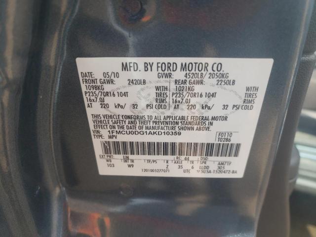 Photo 10 from auction – 2010 FORD ESCAPE XLT with VIN 1FMCU0DG1AKD10359