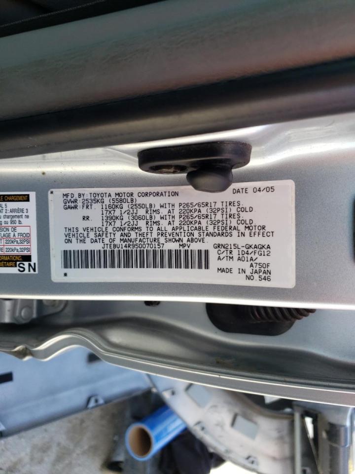 Photo 10 from auction – 2005 TOYOTA 4RUNNER SR with VIN JTEBU14R950070157