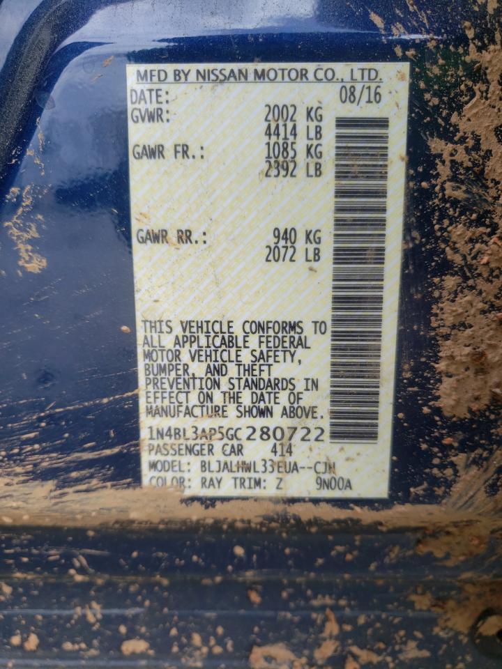 Photo 10 from auction – 2016 NISSAN ALTIMA 3.5 with VIN 1N4BL3AP5GC280722