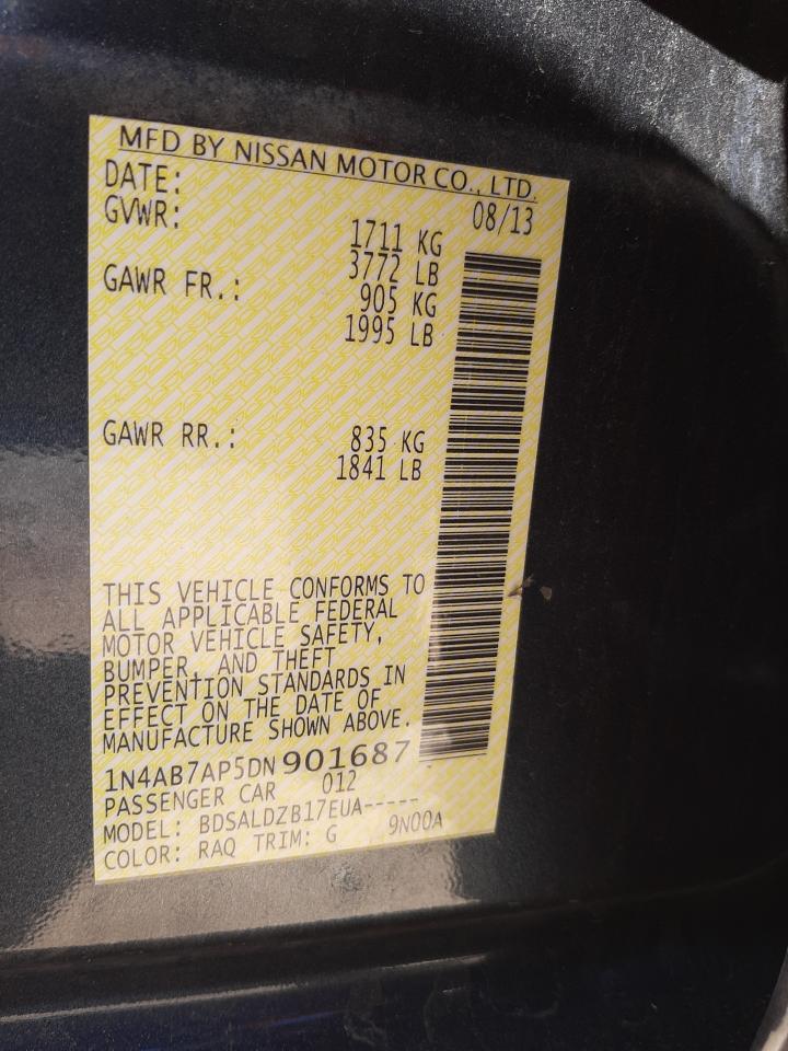 Photo 10 from auction – 2013 NISSAN SENTRA S with VIN 1N4AB7AP5DN901687