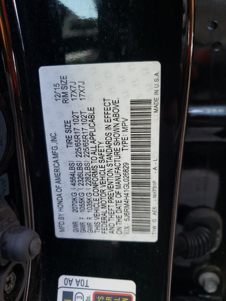 Photo 10 from auction – 2016 HONDA CR-V SE with VIN 5J6RM4H41GL026829