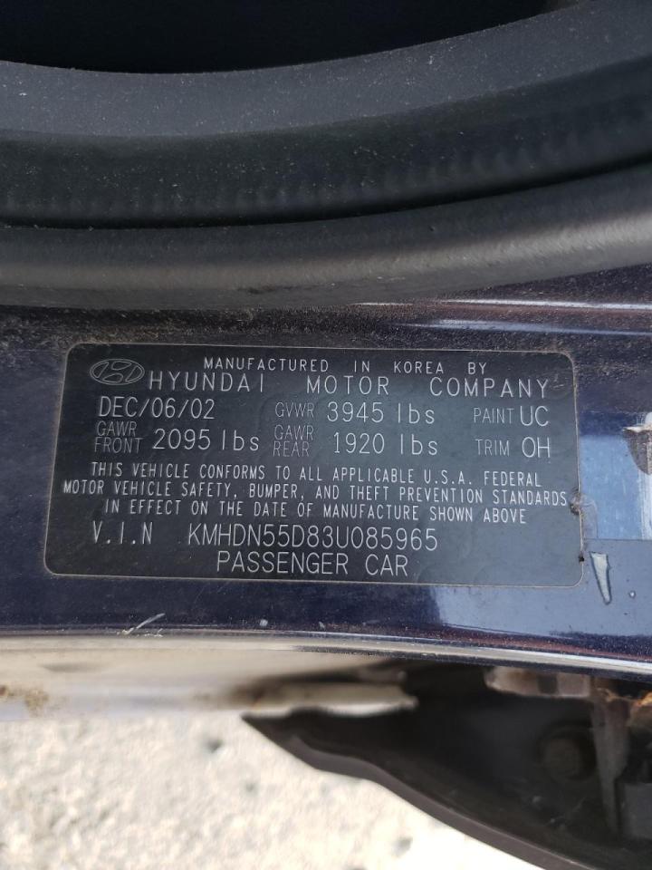 Photo 10 from auction – 2003 HYUNDAI ELANTRA with VIN KMHDN55D83U085965