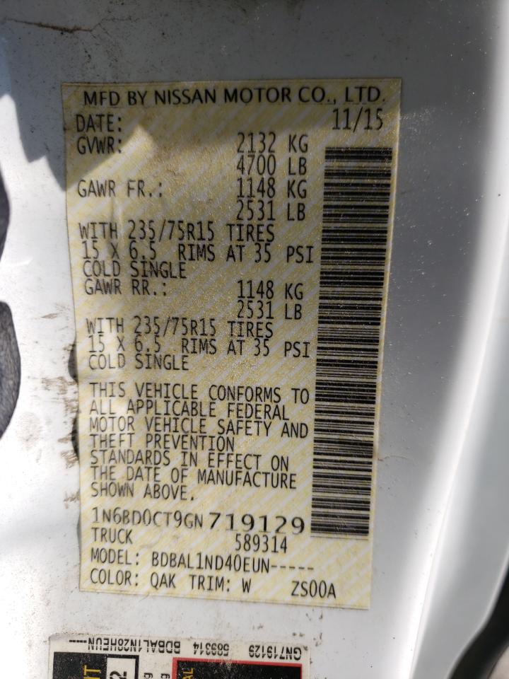 Photo 10 from auction – 2016 NISSAN FRONTIER S with VIN 1N6BD0CT9GN719129