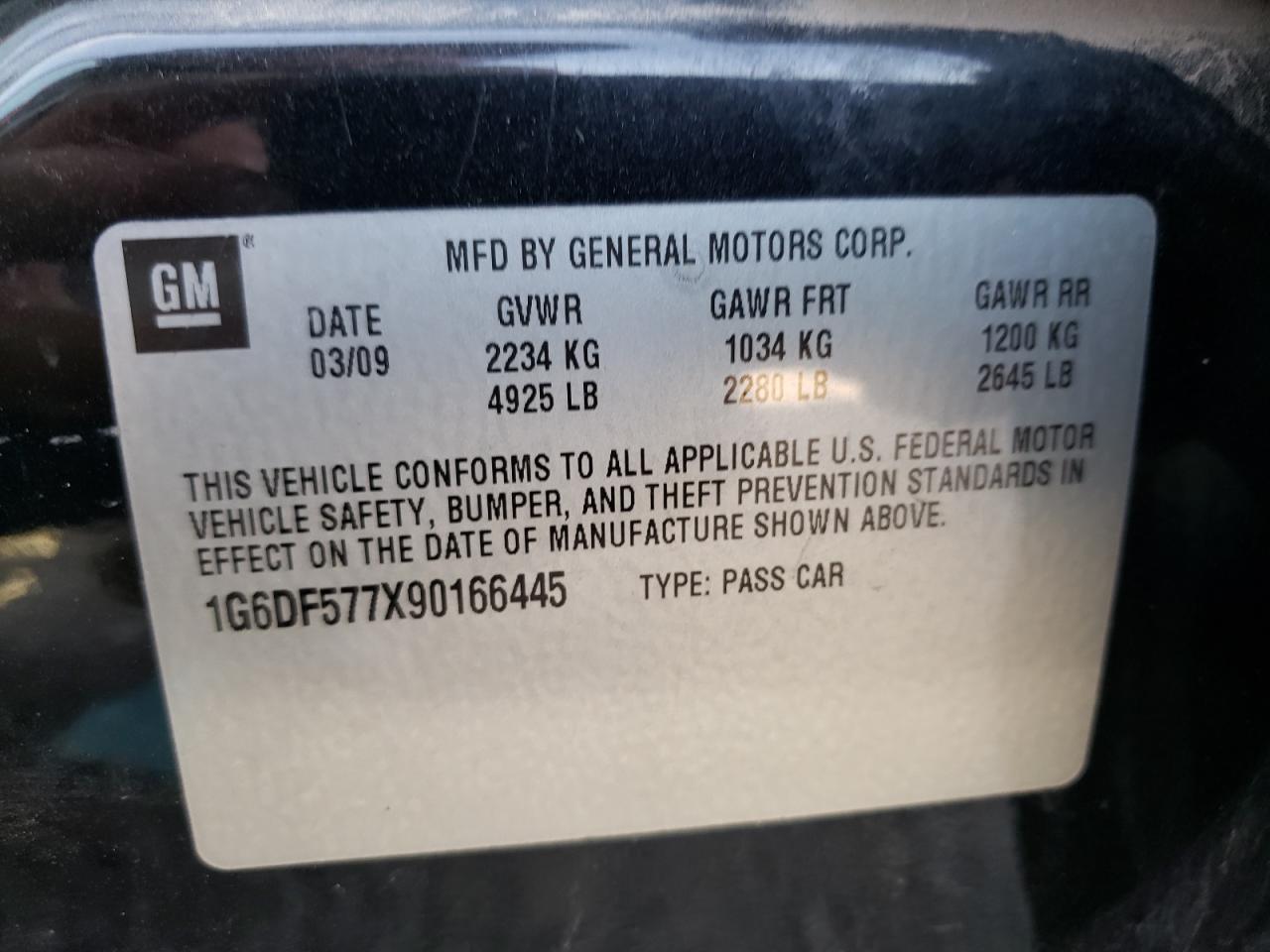 Photo 10 from auction – 2009 CADILLAC CTS with VIN 1G6DF577X90166445