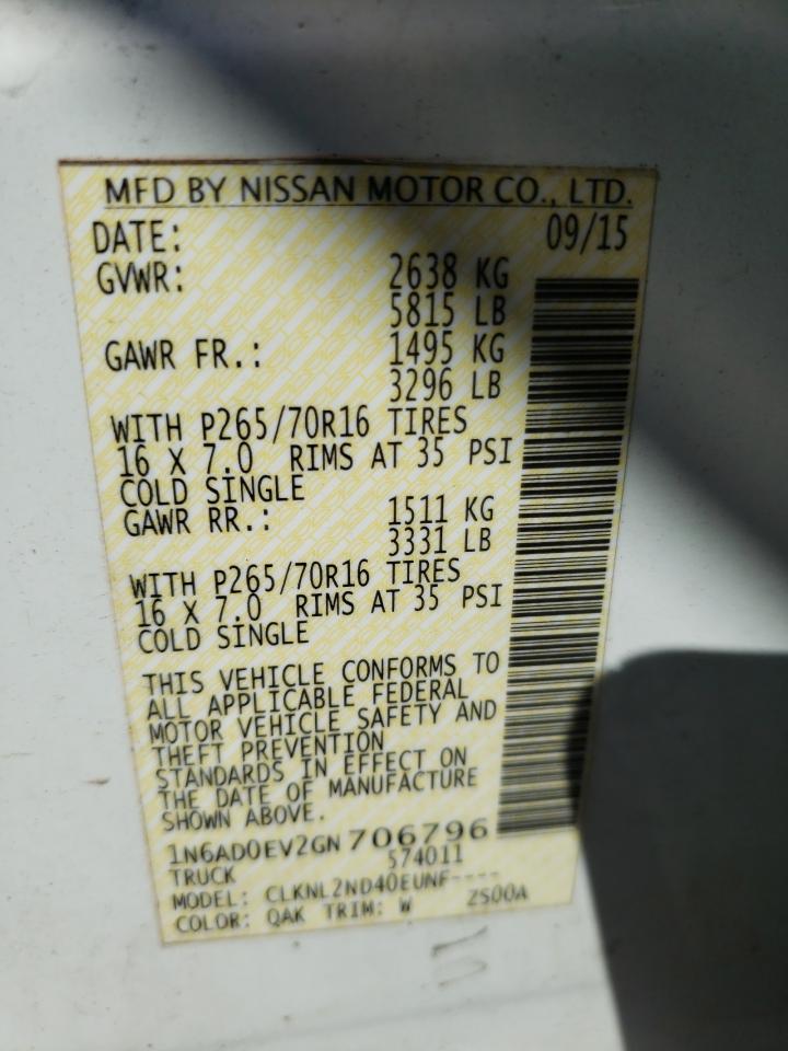 Photo 10 from auction – 2016 NISSAN FRONTIER S with VIN 1N6AD0EV2GN706796