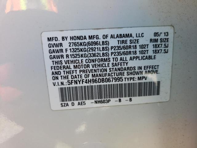 Photo 10 from auction – 2013 HONDA PILOT TOUR with VIN 5FNYF4H96DB067995