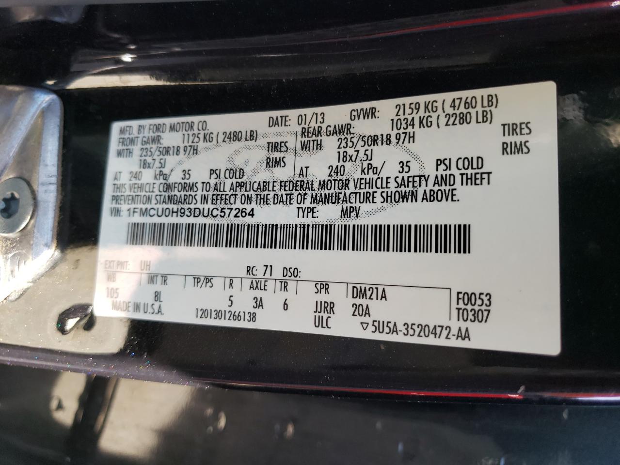 Photo 10 from auction – 2013 FORD ESCAPE SEL with VIN 1FMCU0H93DUC57264