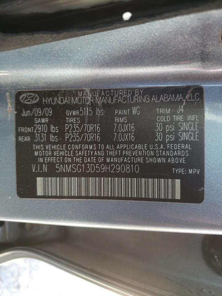 Photo 10 from auction – 2009 HYUNDAI SANTA FE G with VIN 5NMSG13D59H290810