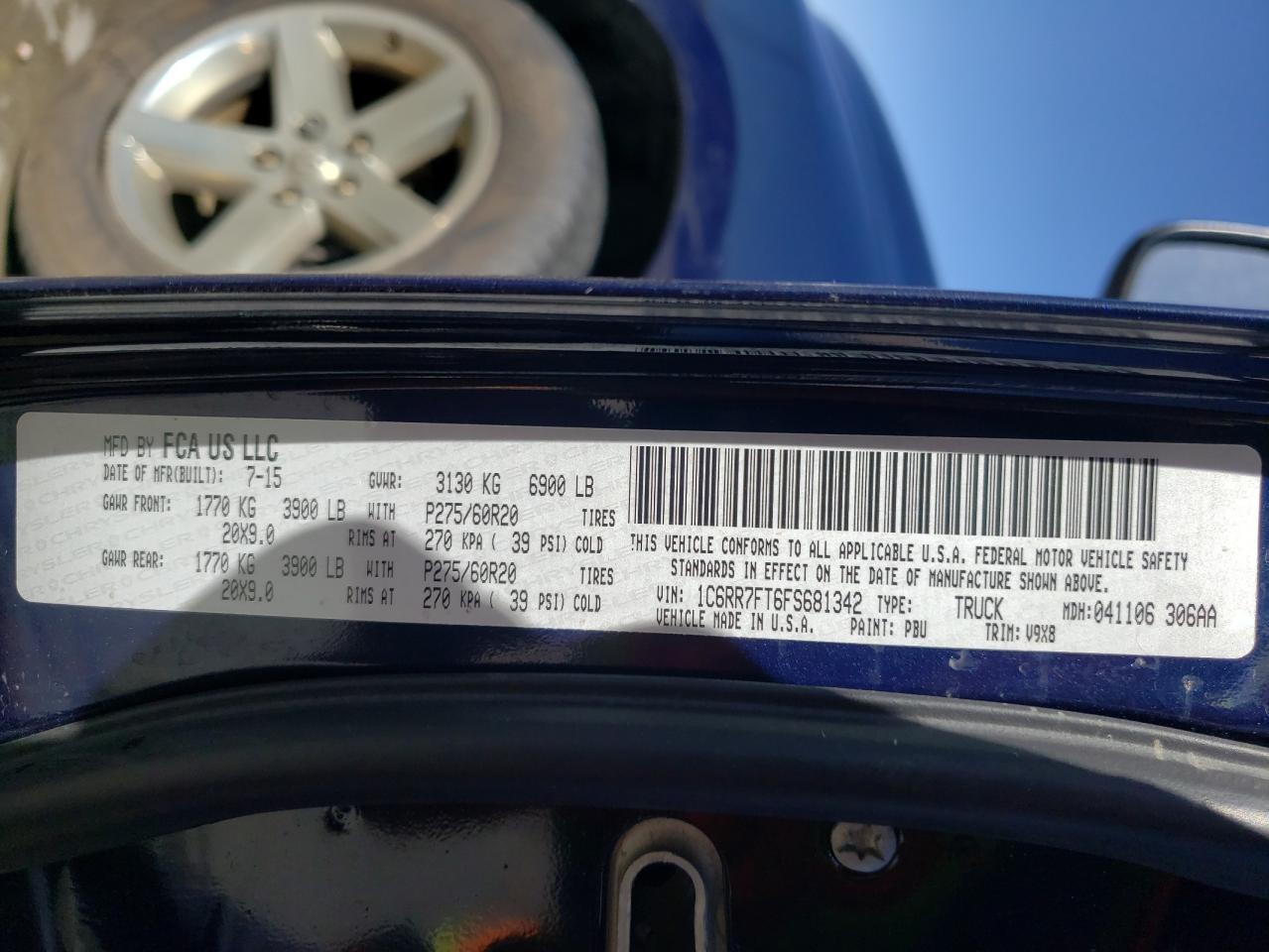 Photo 10 from auction – 2015 RAM 1500 ST with VIN 1C6RR7FT6FS681342