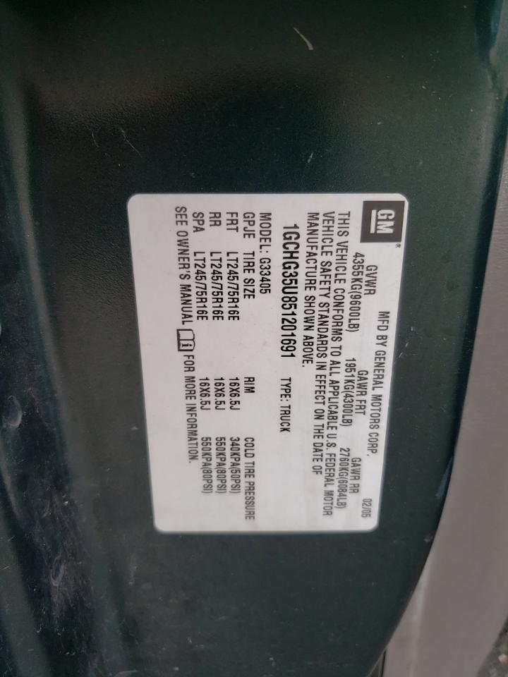 Photo 10 from auction – 2005 CHEVROLET EXPRESS G3 with VIN 1GCHG35U851201691
