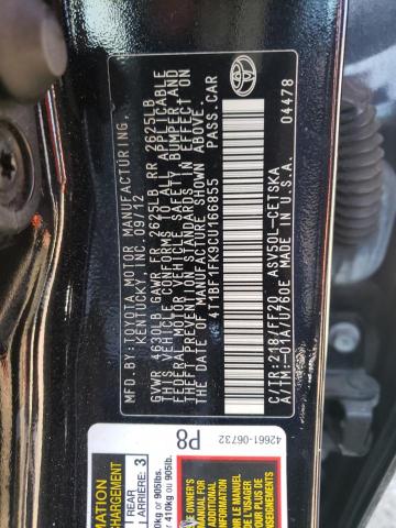 Photo 10 from auction – 2012 TOYOTA CAMRY BASE with VIN 4T1BF1FK9CU166855